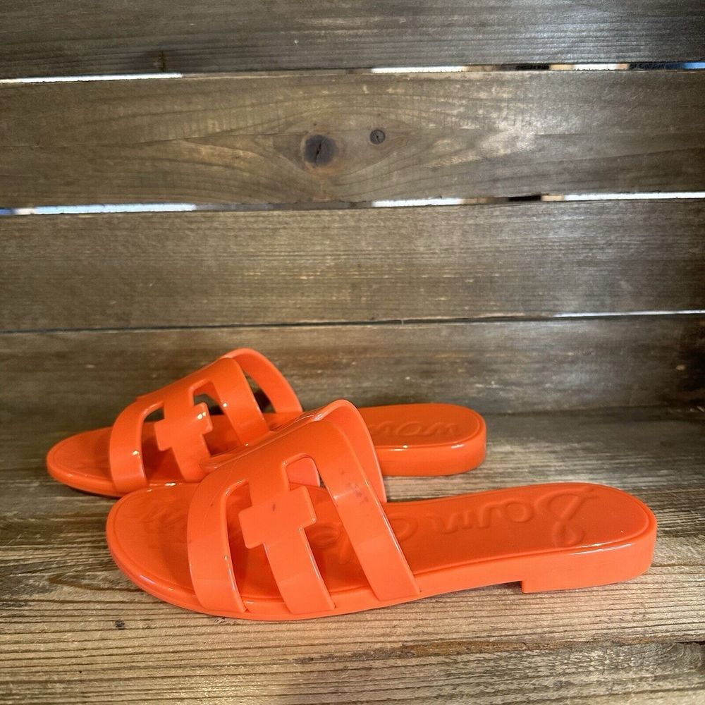 New Girls Sam Edelman Bay Logo Emblem Jelly‎ Poppy Slides Sandals Size 6 Y